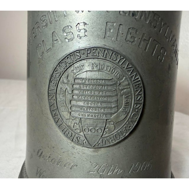 1910s Antique 1905 Pewter College University Pennsylvania Class 8 Tankard Trophy Stein For Sale - Image 5 of 14