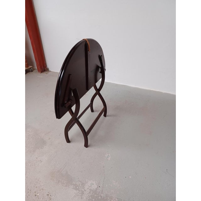 Danish Circular Handcrafted Foldable Mahogany Coffee Table, 1960s For Sale - Image 9 of 11