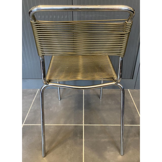Mid-Century Modern Vintage Chrome and Khaki Green Scoubidou Spaghetti Chair, 1960s For Sale - Image 3 of 18