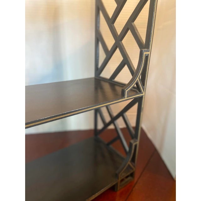 Wood Chinoiserie Style Fretwork Trimmed Tabletop Shelf For Sale - Image 7 of 8