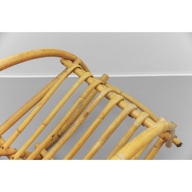 Mid-Century Modern Rattan and Bamboo Rocking Chair, 1960s For Sale - Image 6 of 11