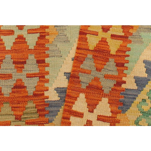 2020s Bohemian Kilim Blue Rust Hand Woven Rug - 2'1" X 6'4" For Sale In New York - Image 6 of 9