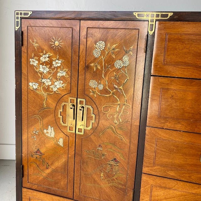 Bassett Furniture 1970s Chinoiserie Campaign Style Wardrobe Armoire by Bassett For Sale - Image 4 of 4