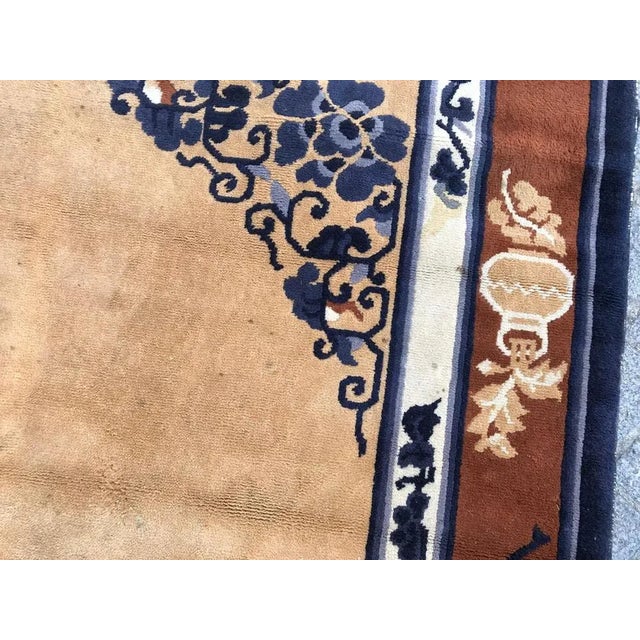 Blue Vintage European Chinese Style Rug For Sale - Image 8 of 14