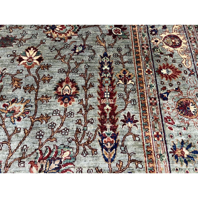 Gray Gray and Rust Persian Sultanabad Style Floral Rug - 6'9" X 9'11" For Sale - Image 8 of 11