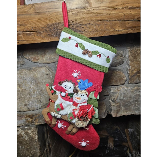 Set of 2 Vintage Festive Christmas Stockings For Sale - Image 4 of 18