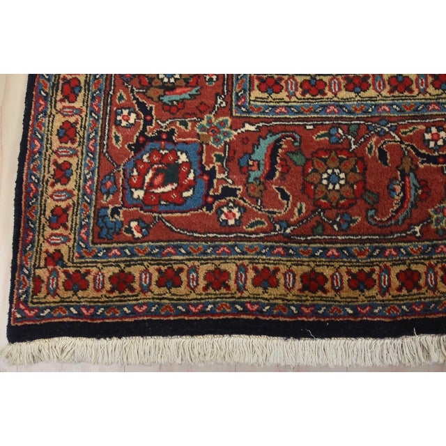 Tabriz Rug 9’10” X 12’9” Blue Wool Vintage Traditional Hand-Knotted Carpet For Sale - Image 12 of 15