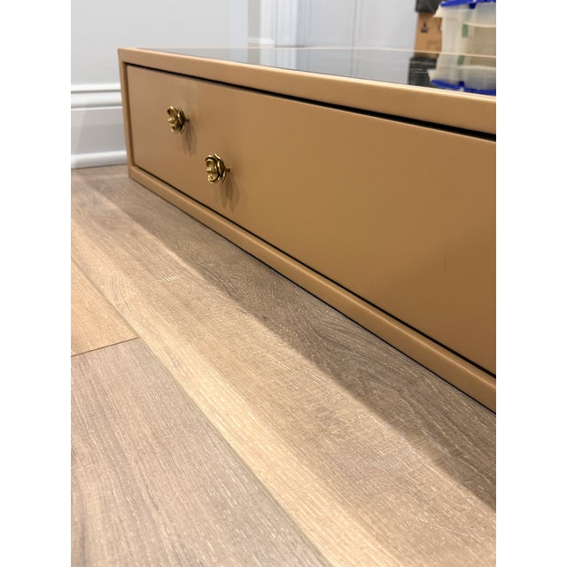 Pair of Custom Made Leather Wrapped Floating Nightstands For Sale - Image 12 of 13