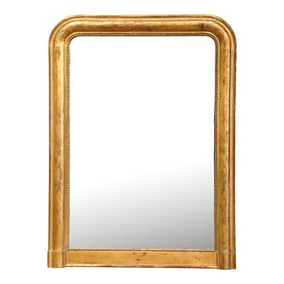 19th Century French Louis Philippe Giltwood Mantel Mirror With Floral Decor For Sale
