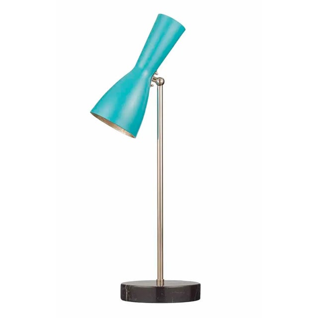 Turquoise Wormhole Table Lamp by Simone Calcinai for Brass Brothers For Sale - Image 6 of 6
