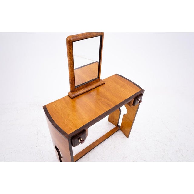 Wood Art Deco Dressing Table & Chair Set, Poland, 1940s, Set of 2 For Sale - Image 7 of 11