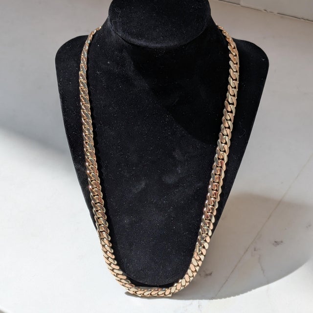 24in. 14k Link Gold Chain Necklace With 0.5ctw of Round White Diamonds For Sale - Image 4 of 4