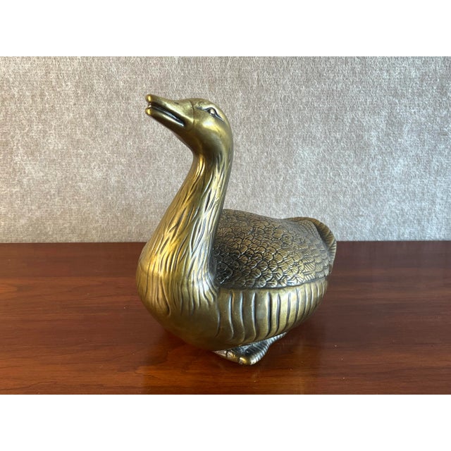 Large Vintage Brass Goose or Duck For Sale - Image 9 of 12