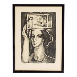 1986 “La Jaula” Etching and Aquatint Print Alfredo Zalce For Sale