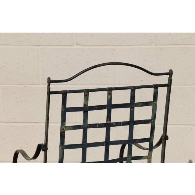 Pair of Hervé Baume French Wrought Iron Folding Patio Chairs | Outdoor Garden Armchairs | France 1970s For Sale In Los Angeles - Image 6 of 18