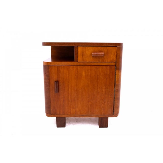 Wood Mid-20th Century Art Deco Bedroom Tables, Poland, 1950s, Set of 2 For Sale - Image 7 of 16