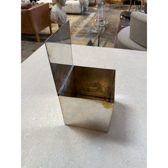 Metal Vintage Stainless Steel Hinged Storage Box For Sale - Image 7 of 8