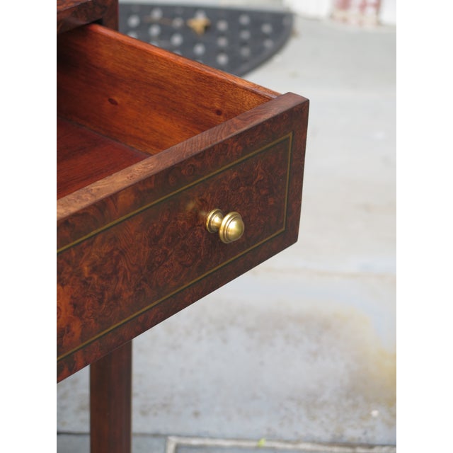 Vintage Theodore Alexander Burl Walnut 1 Drawer Occasional Table