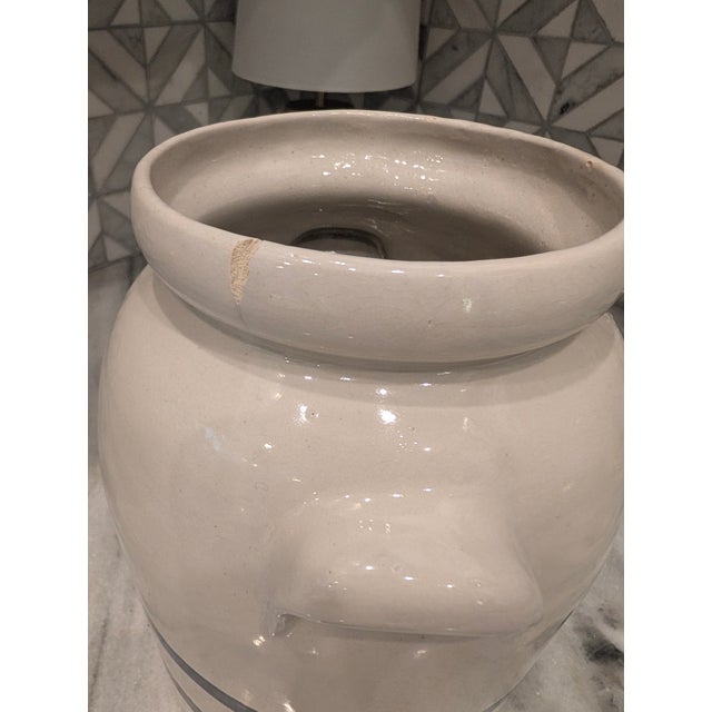 Ceramic Vintage Robinson Ramsbottom Crock 4 Qt Stoneware With Blue Stripes For Sale - Image 7 of 12