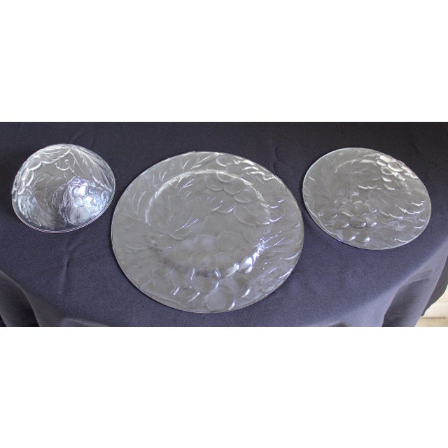 Vintage Kig Indonesia Clear Pressed Glass Grape & Vine Dinnerware Set, 35 Pieces For Sale - Image 10 of 16