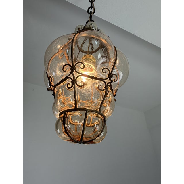 Mid-Century Venetian Lantern in Caged Blown Murano Glass, 1940s For Sale - Image 4 of 13