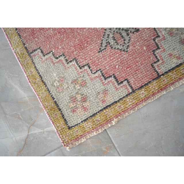 Vintage Hand Knotted Small Turkish Rug Boho-Chic Entry Decor Door Mat - 1′9″ × 3′3″ For Sale - Image 10 of 11