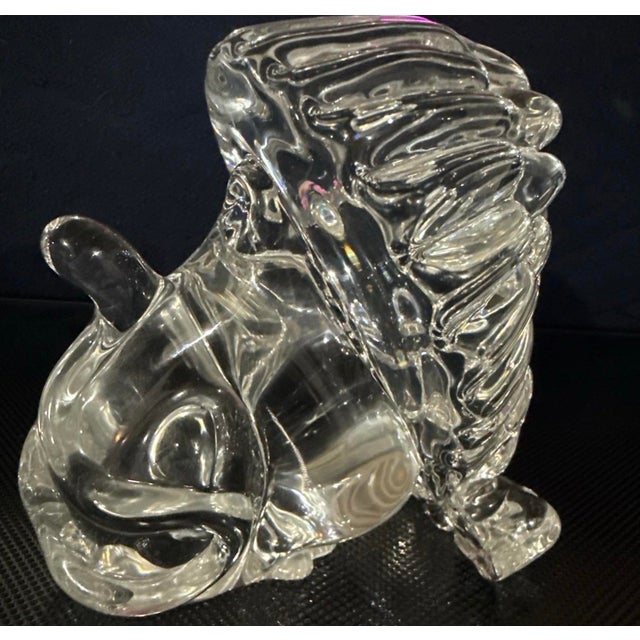 Mid 20th Century Vintage Fm Konstglas Ronneby Sweden Lead Crystal Lion Figurine 5.5” Art Glass Paperweight For Sale - Image 5 of 10