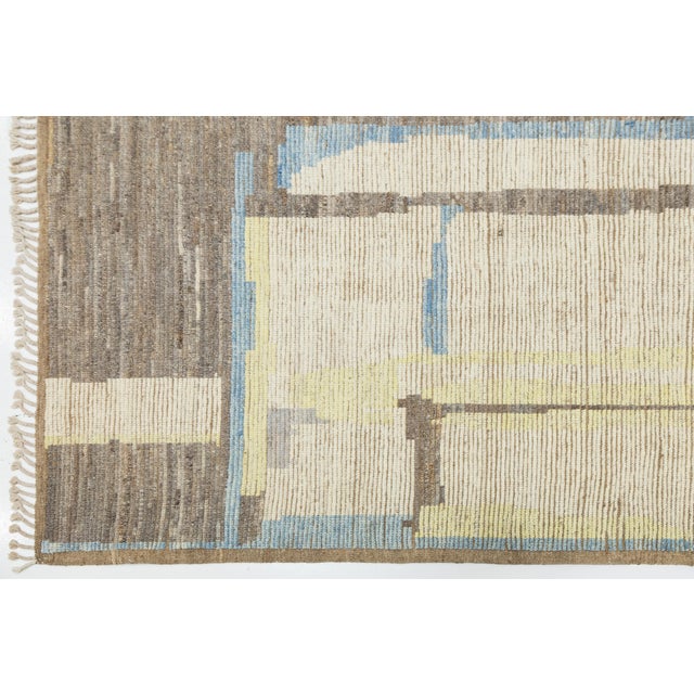 Textile 10 X 13 Modern Moroccan Wool Rug With Abstract Geometric Design, Earthy Tones For Sale - Image 7 of 11