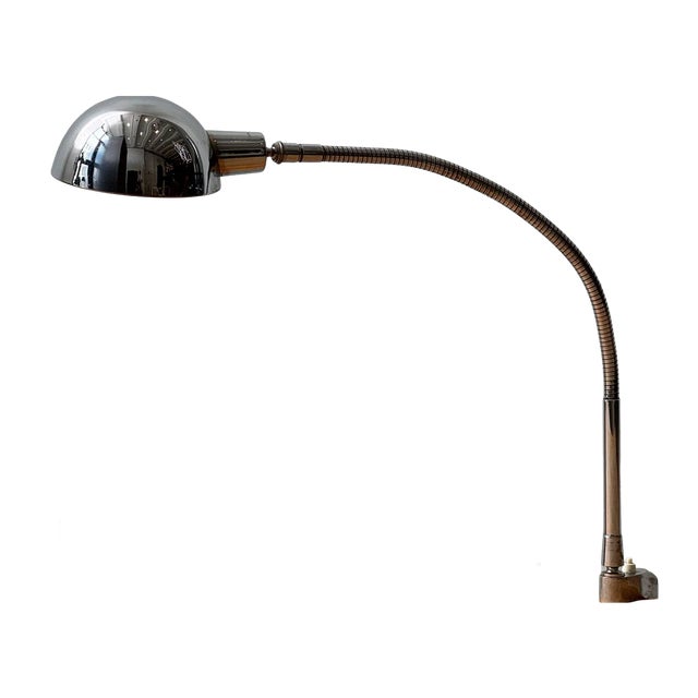 Space Age Chrome Clamp Lamp with Gooseneck, 1970s For Sale