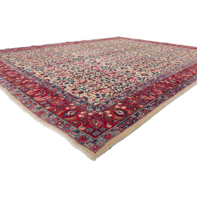 61182 Vintage Persian Mashhad Rug, 09'07 x 12'08. With its timeless style, incredible detail and texture, this hand-...