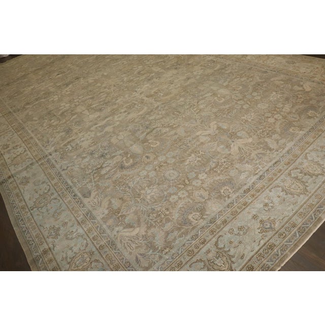 Large Indian Gray Green Antique Rug - 12' x 21'3" For Sale In New York - Image 6 of 16