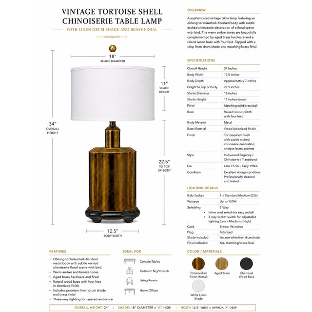 VINTAGE ANTIQUED BRASS CHINOISERIE TABLE LAMP WITH LINEN DRUM SHADE A substantial and beautifully scaled vintage table...