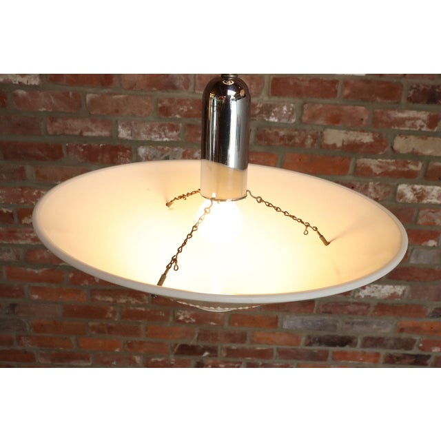 Art Deco Milk Glass Conical Pendant Ceiling Fixture With Embossed Leaf Motif For Sale - Image 9 of 10