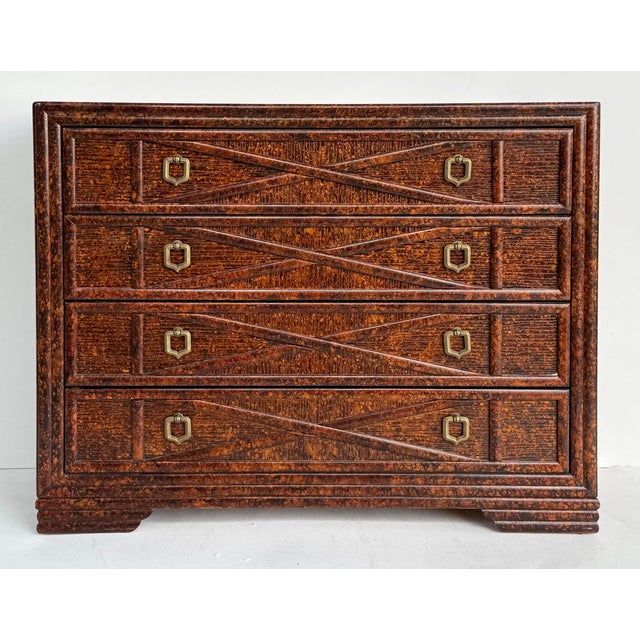 English Late 20th Century Drexel Heritage Expectations Faux Tortoise Console Chests, Vintage Pair For Sale - Image 3 of 12
