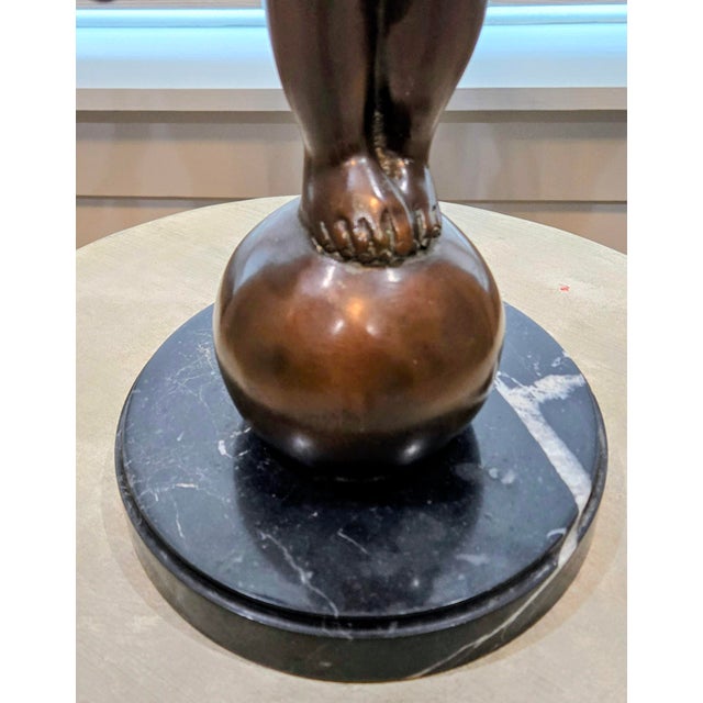 Vintage “Frog Baby” Bronze Sculpture Reproduction on Black Marble Base – Styled After Edith Barretto Parsons For Sale - Image 11 of 13