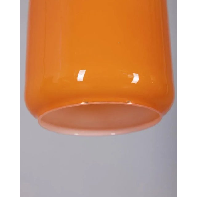 Vintage Italian Metal and Orange Glass Pendant, 1970s For Sale - Image 6 of 9