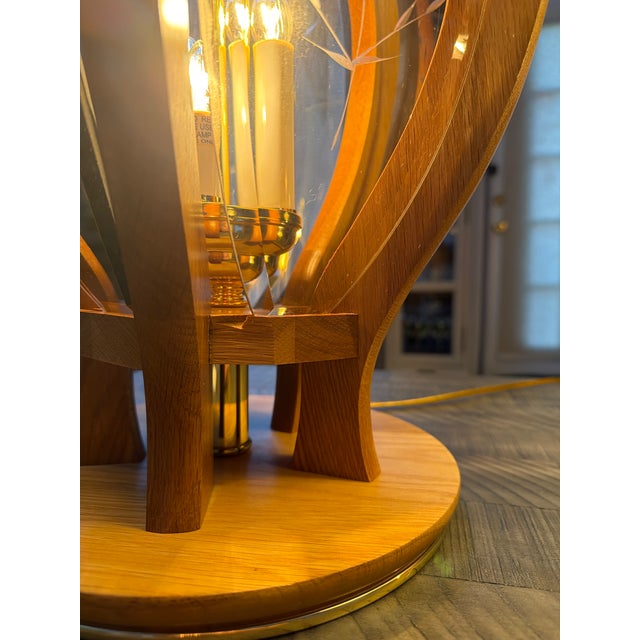 Wood Vintage Oak Lamps by Anthony California - Pair For Sale - Image 7 of 11