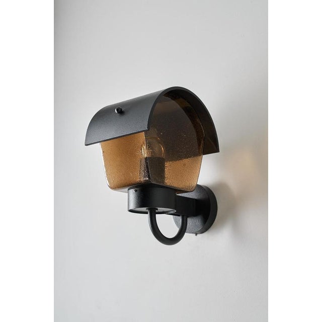 Outdoor Wall Sconce in Cast Metal and Amber Glass from Bega, 1970s For Sale - Image 4 of 5