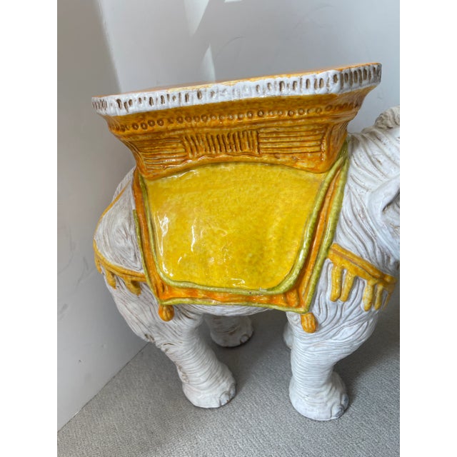 Italian Glazed Terracotta Elephant Garden Seat, 1950s For Sale - Image 4 of 10