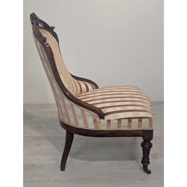 Vintage Chair in Carved Wood on Wheels, 1955 For Sale - Image 10 of 16