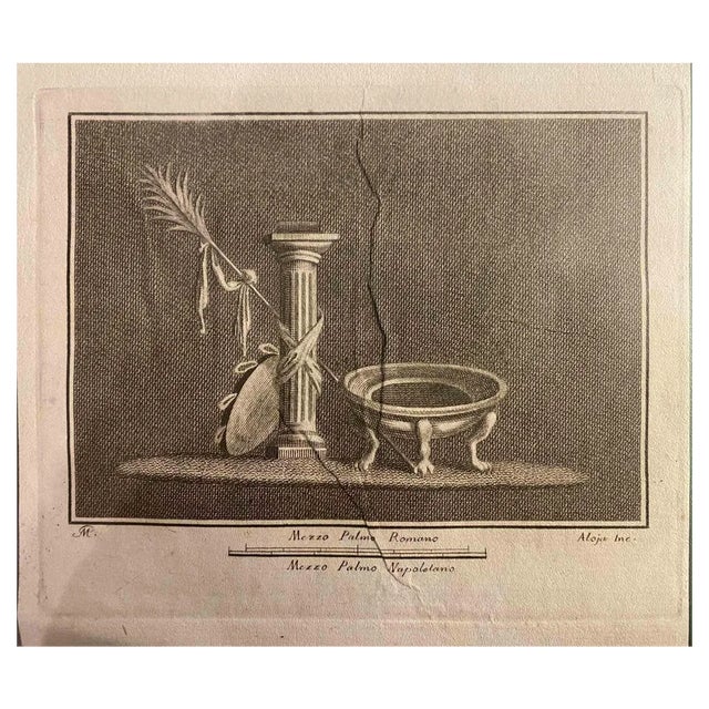 Luigi Aloja, Still Life Fresco, Etching, 18th Century For Sale