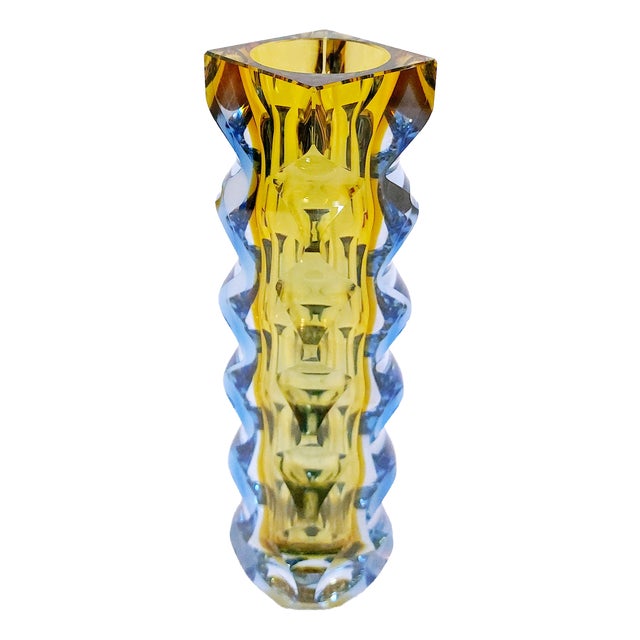 Vintage Czech Bohemian Glass Vase by Oldřich Lípský for Exbor, 1962 For Sale