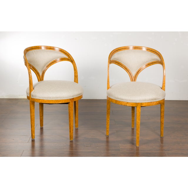 Biedermeier Biedermeier 19th Century Chairs with Ebonized Accents and New Upholstery, a Pair For Sale - Image 3 of 12