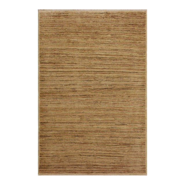 Boho Chic Gabbeh Beige/Rust Wool Rug - 4'2'' X 5'9' For Sale