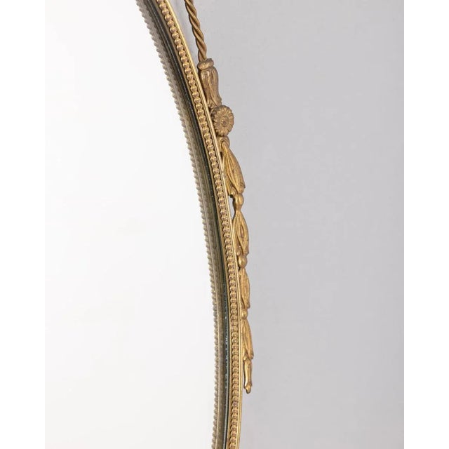 1950s Vintage Wall Mirror in Decorated Brass, 1950s For Sale - Image 5 of 8