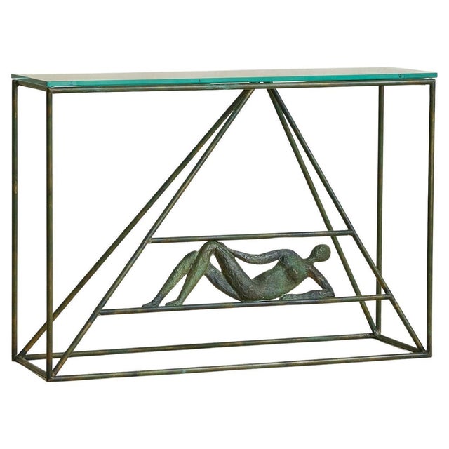 Green French Bronze Console Table Attributed to Jacques-Pierre Dufresne, 1950s For Sale - Image 8 of 18