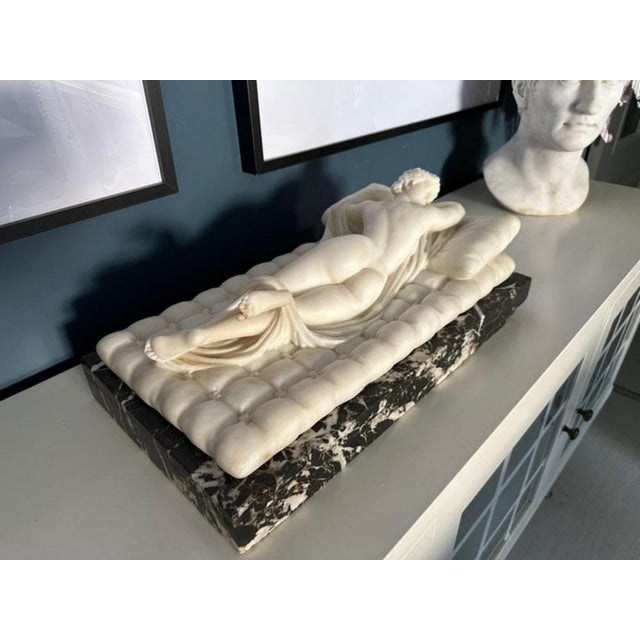 Italian School Artist, Nude Sculpture of Hermaphroditus, 19th Century, White Carrara Marble For Sale - Image 13 of 18
