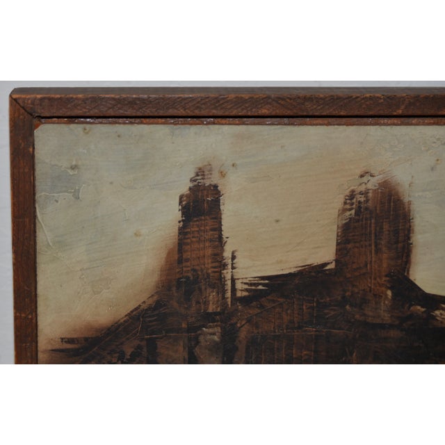 Abstract Cityscape by Beat Era San Francisco Artist George Bertuccelli c.1960s Abstracts in brown & gray. This city and...