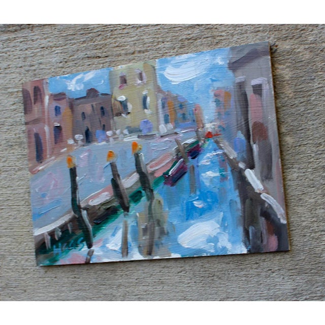 2020s Modern Abstract Seascape, Canal in Venice Oil Painting For Sale - Image 5 of 9