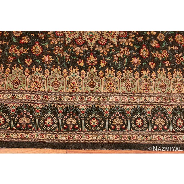 Champagne Nazmiyal Collection Floral Silk Vintage Persian Qum Rug For Sale - Image 8 of 8